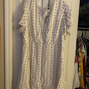Womens Plus Size White Rose Dress